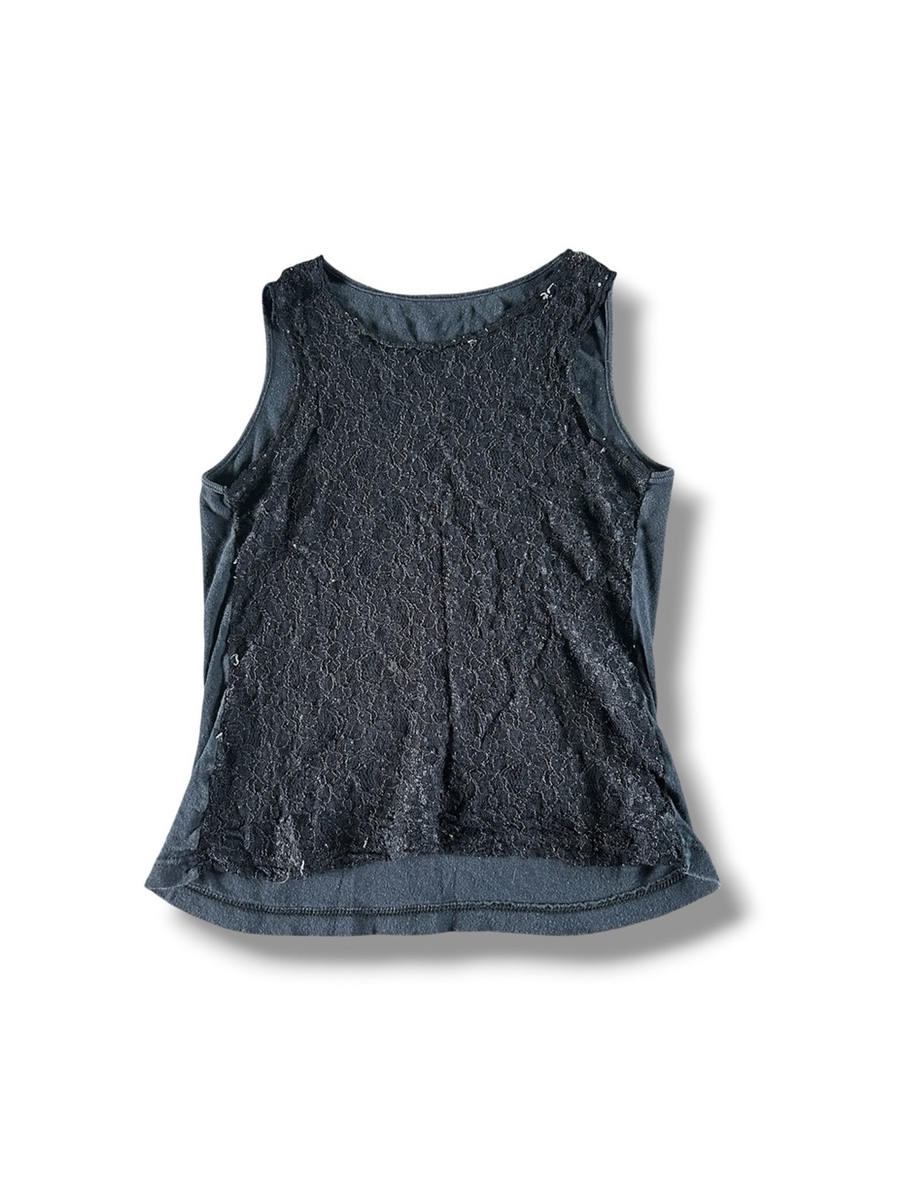 [No Brand] Black Lace Front Tank